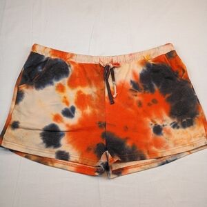 #1079 NWOT  Tie-Dye Orange and Black Women's Lounge Shorts